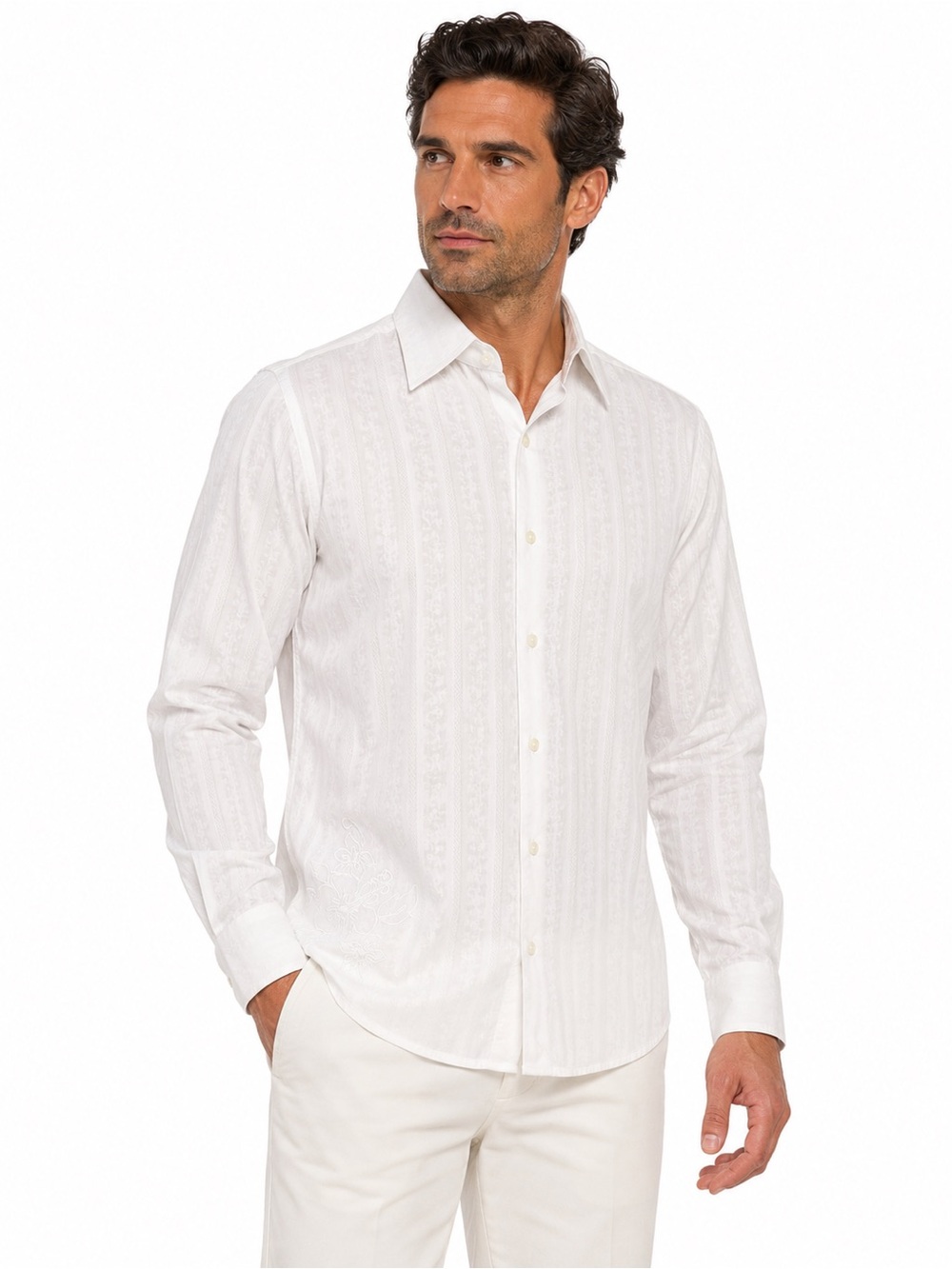 Robert Graham XL White
Tonal Jacquard
Button Down Shirt
Embroidered Floral